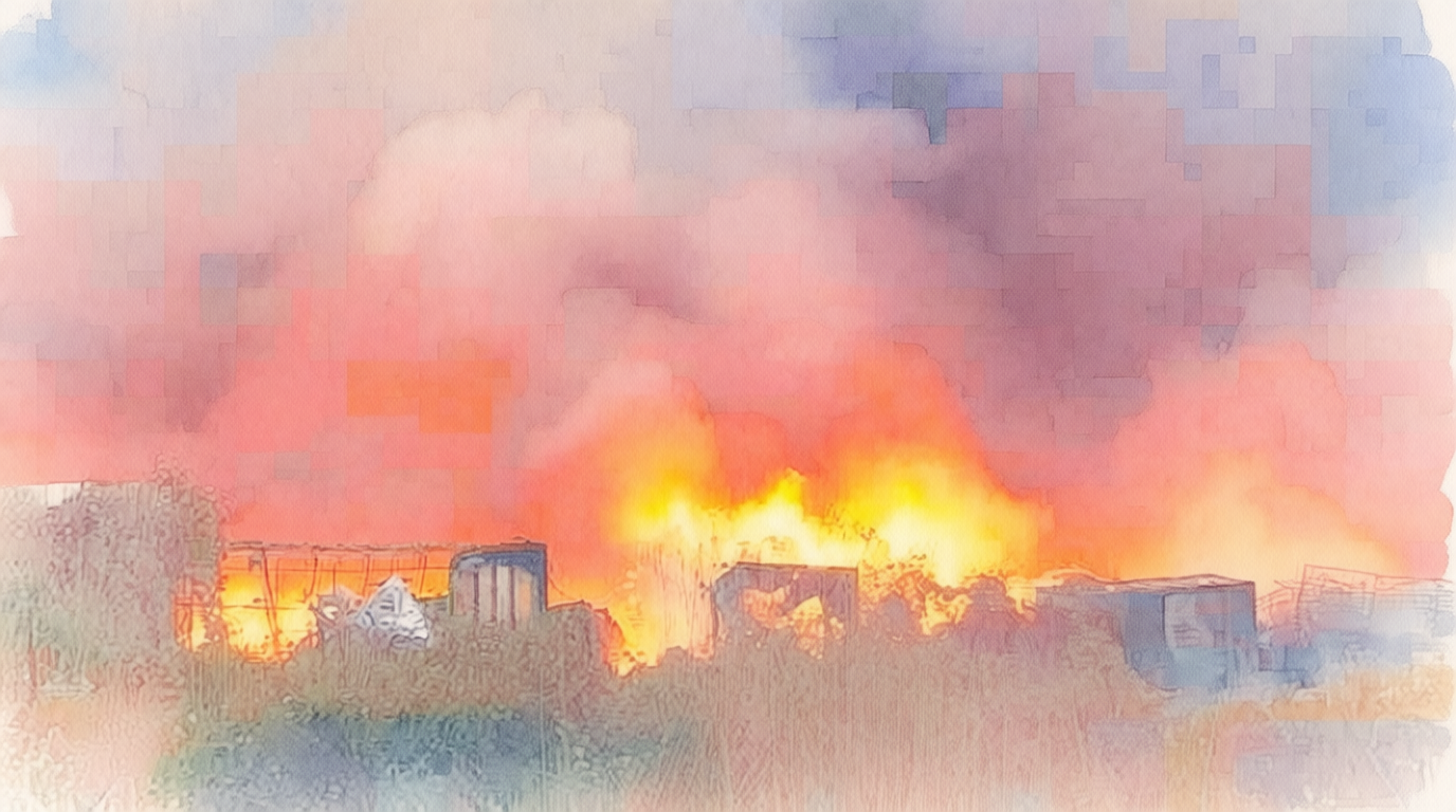 Industrial Waste Ignites: Massive Factory Fire in Ibaraki